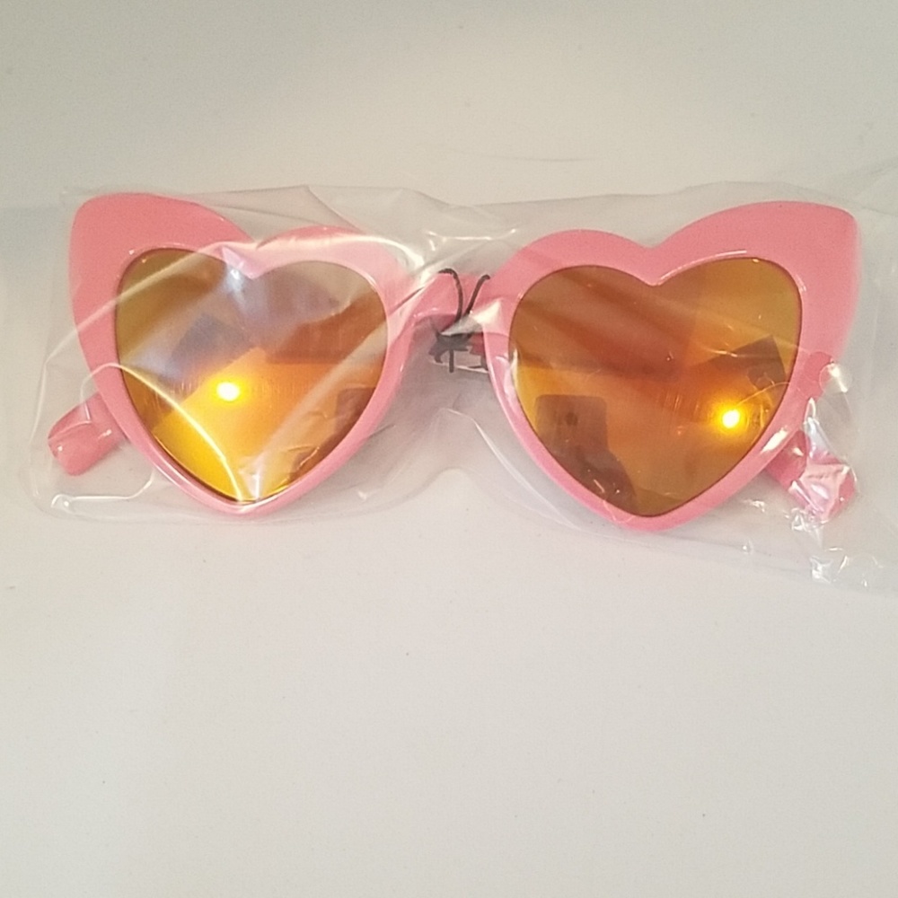 Kids heart glasses mirror lens peach new